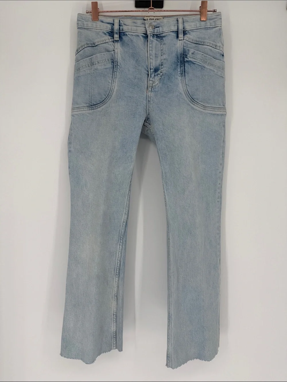 We The Free People Light Wash Frayed Hem Jeans Size 29